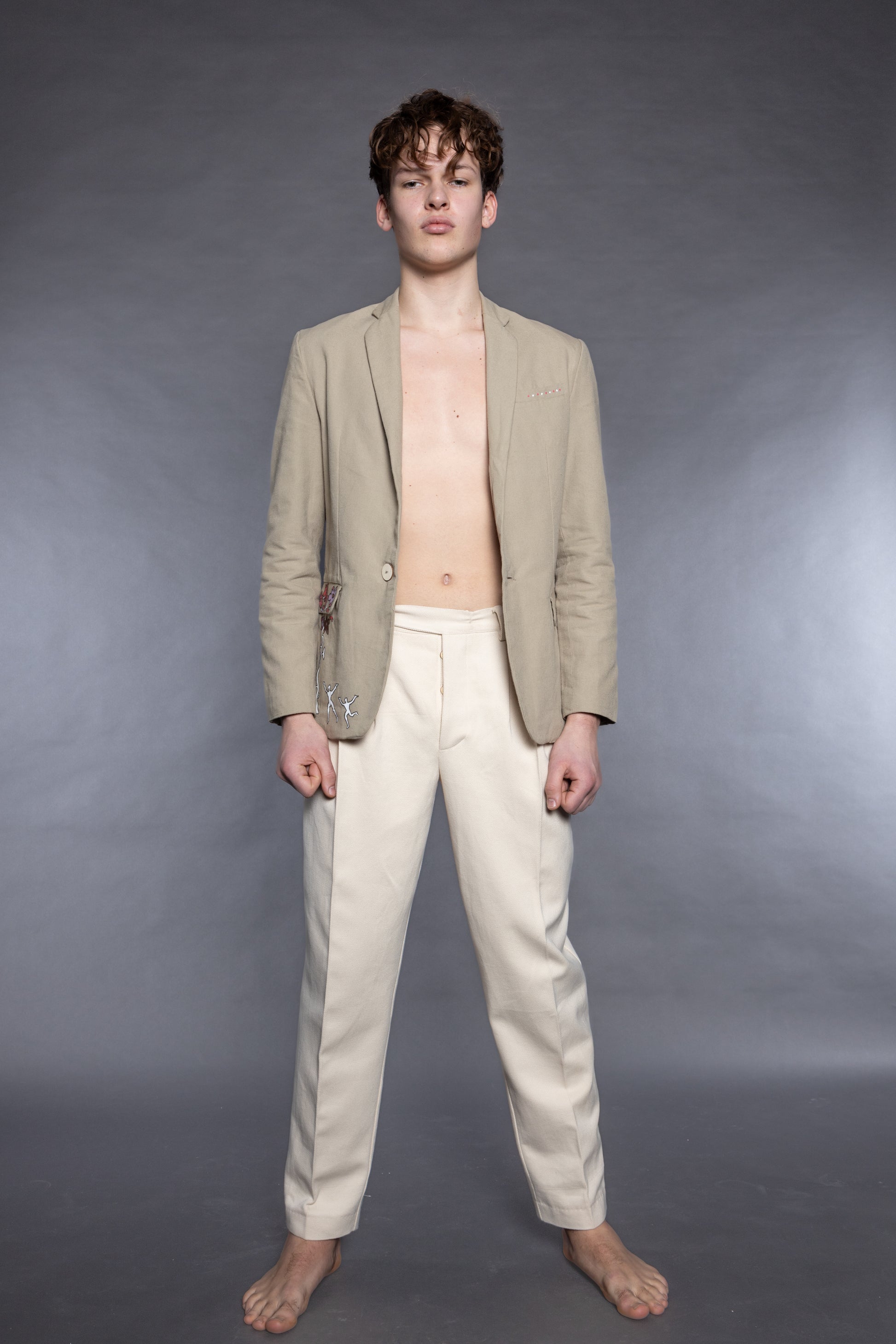 Straight-leg Trousers in Cream