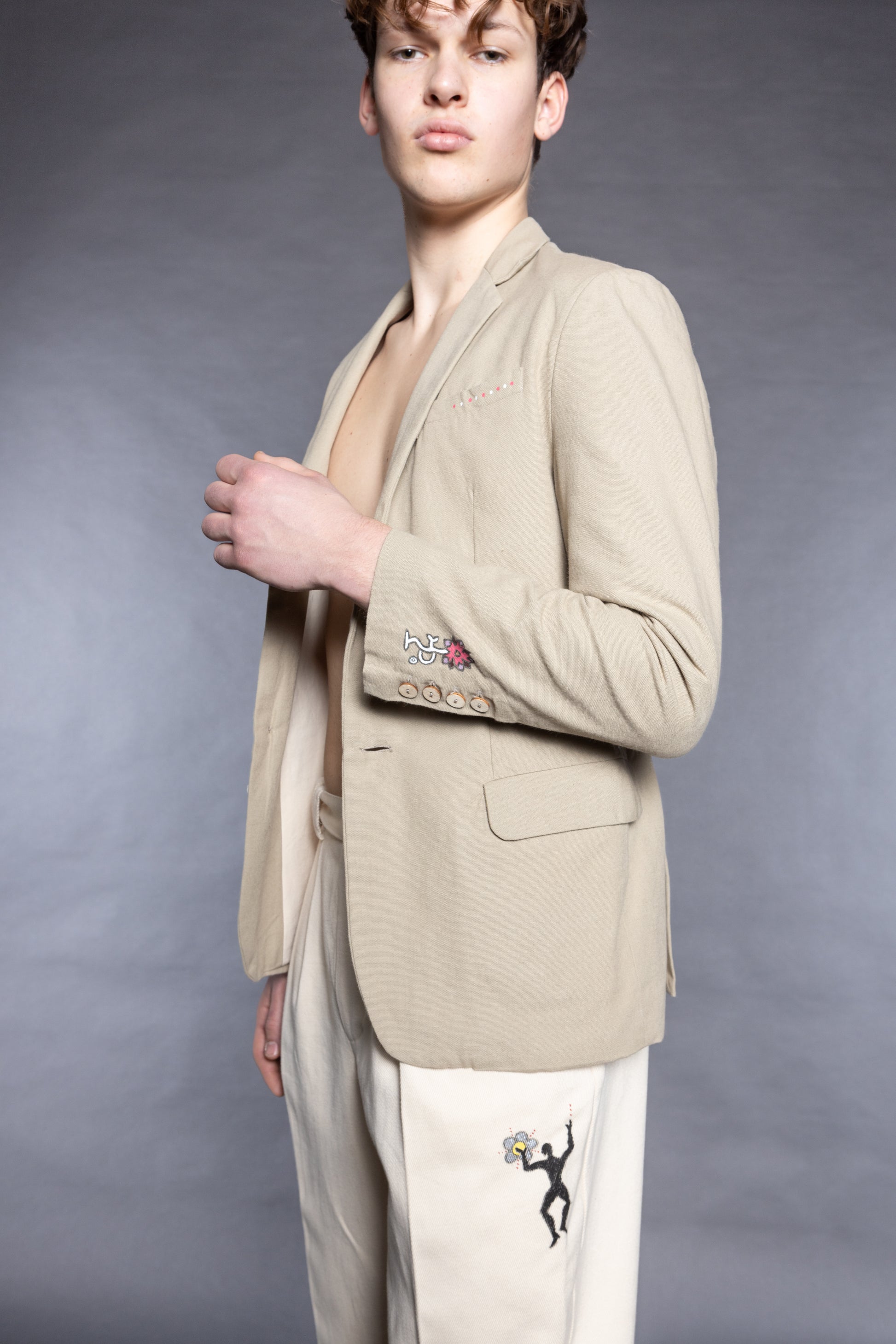 Straight-leg Trousers in Cream
