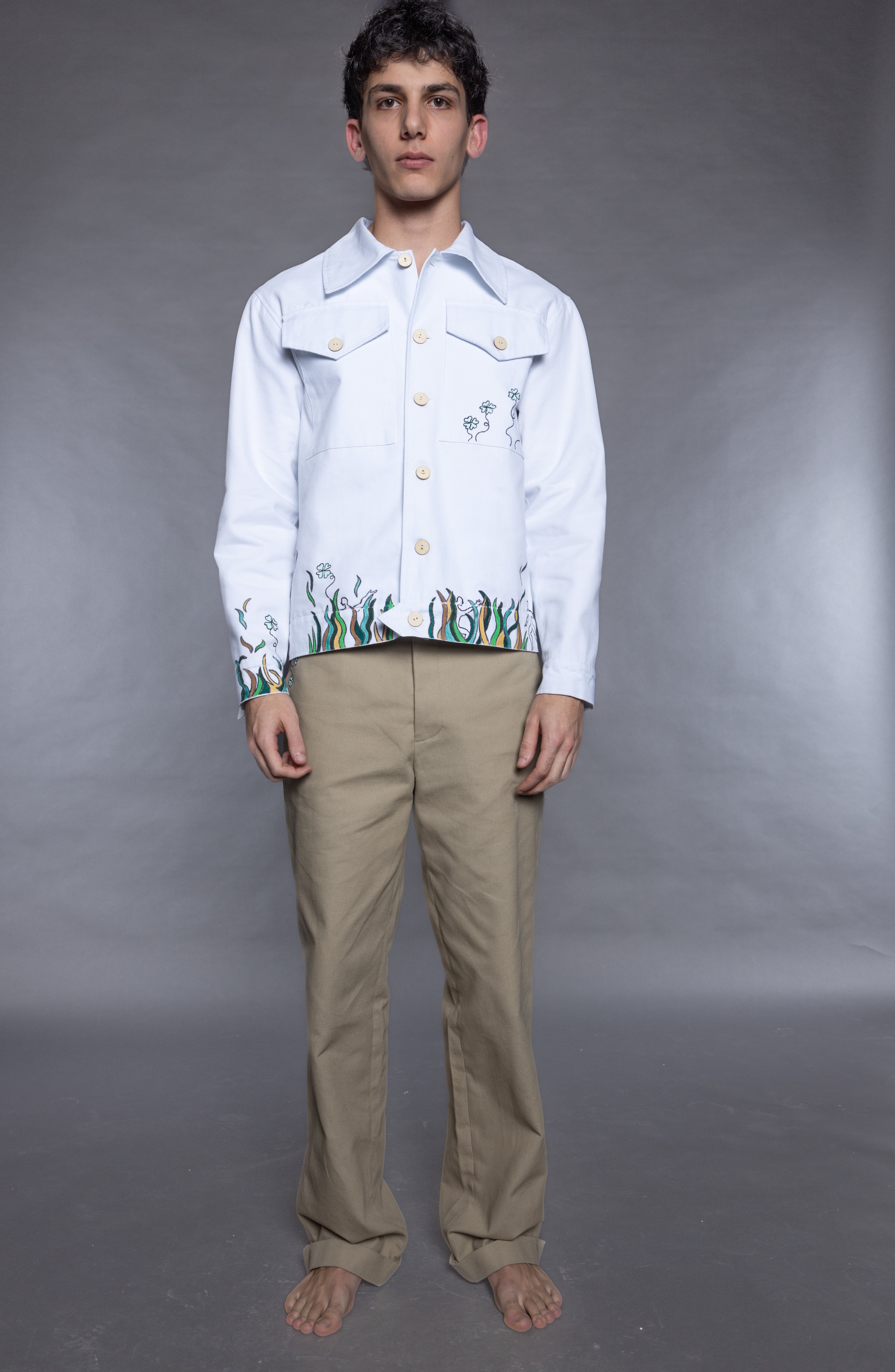 Straight-leg Trousers in Khaki