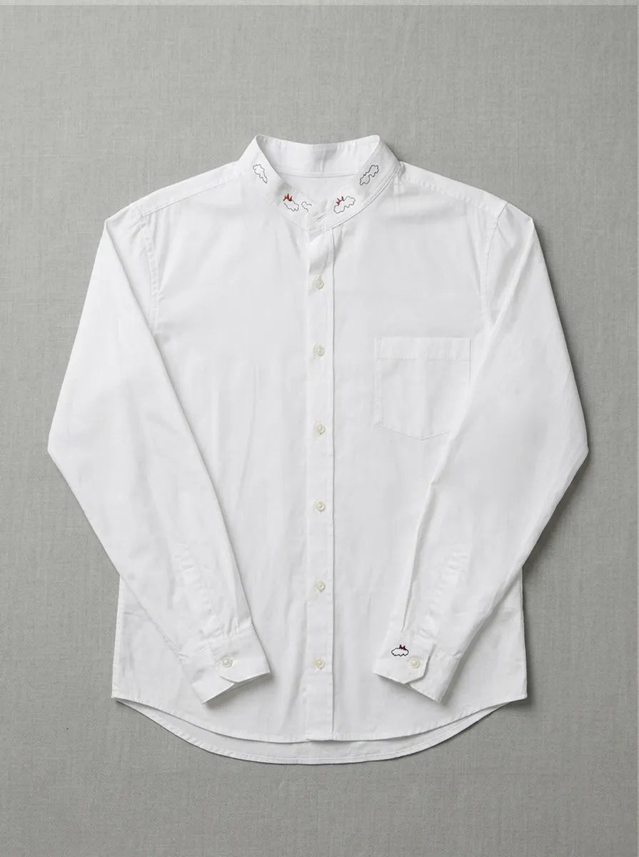 Handcrafted Clouds Shirt artisanal textured clothing by Tumulto sustainable fashion brand