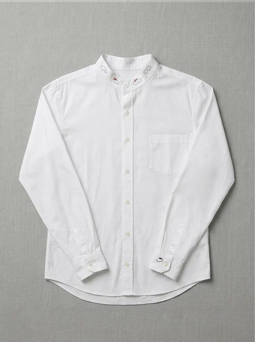 Handcrafted Clouds Shirt artisanal textured clothing by Tumulto sustainable fashion brand