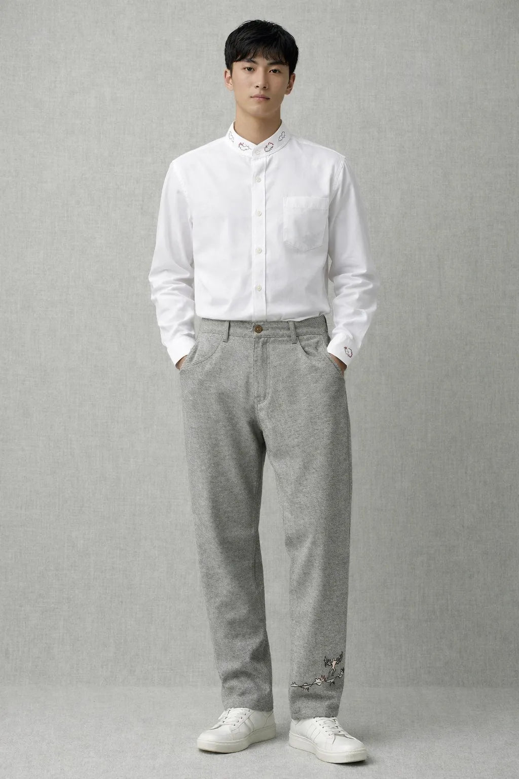 Close-up of textured fabric Clouds Shirt made with organic materials slow fashion design Tumulto