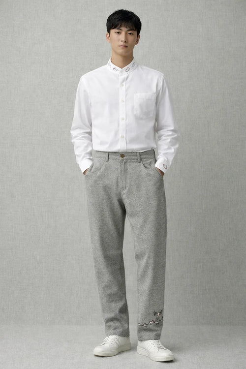 Close-up of textured fabric Clouds Shirt made with organic materials slow fashion design Tumulto