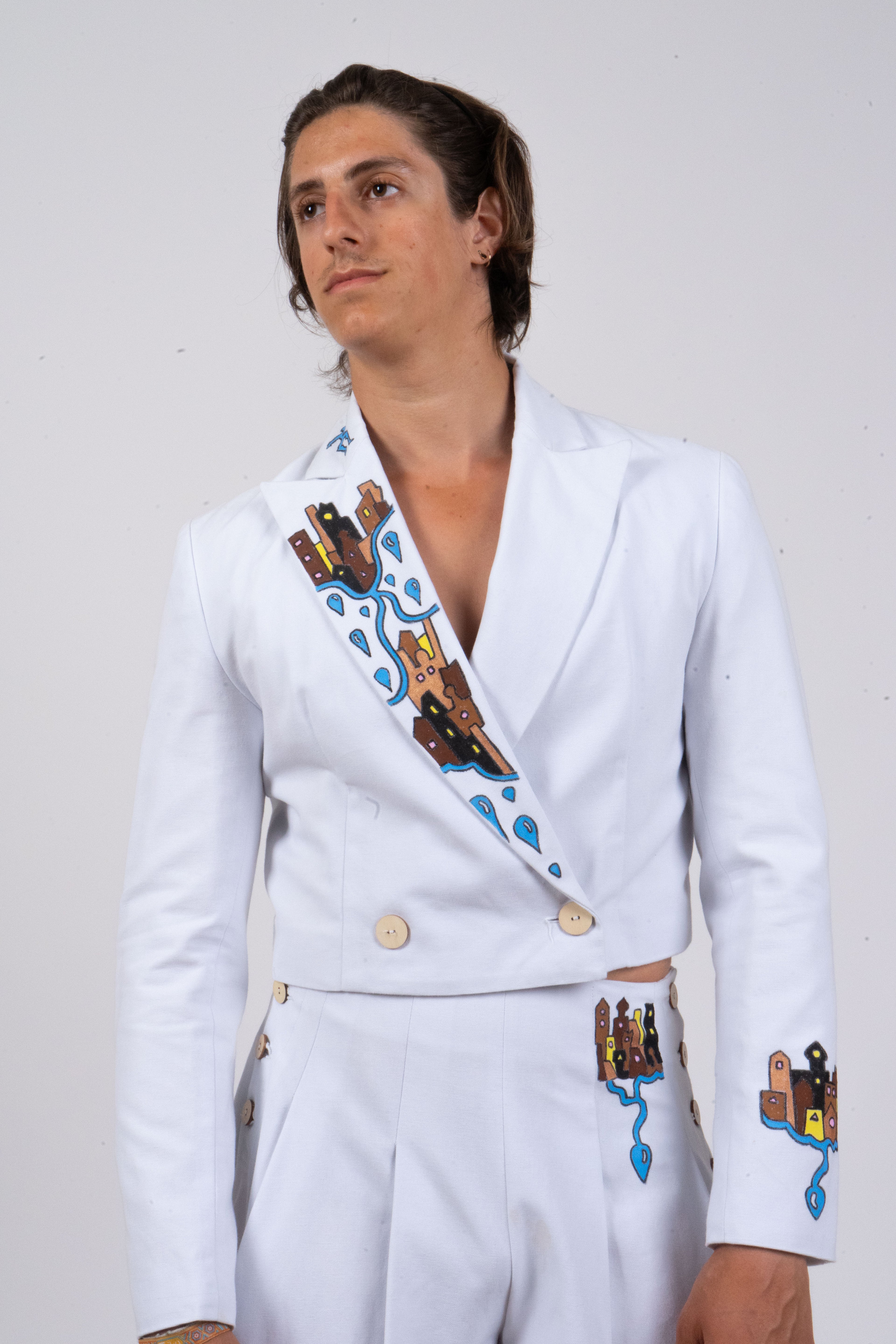 Cropped Double-Breasted  Blazer