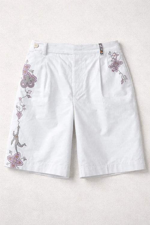 Handmade Flowers Shorts artisanal sustainable menswear by Tumulto