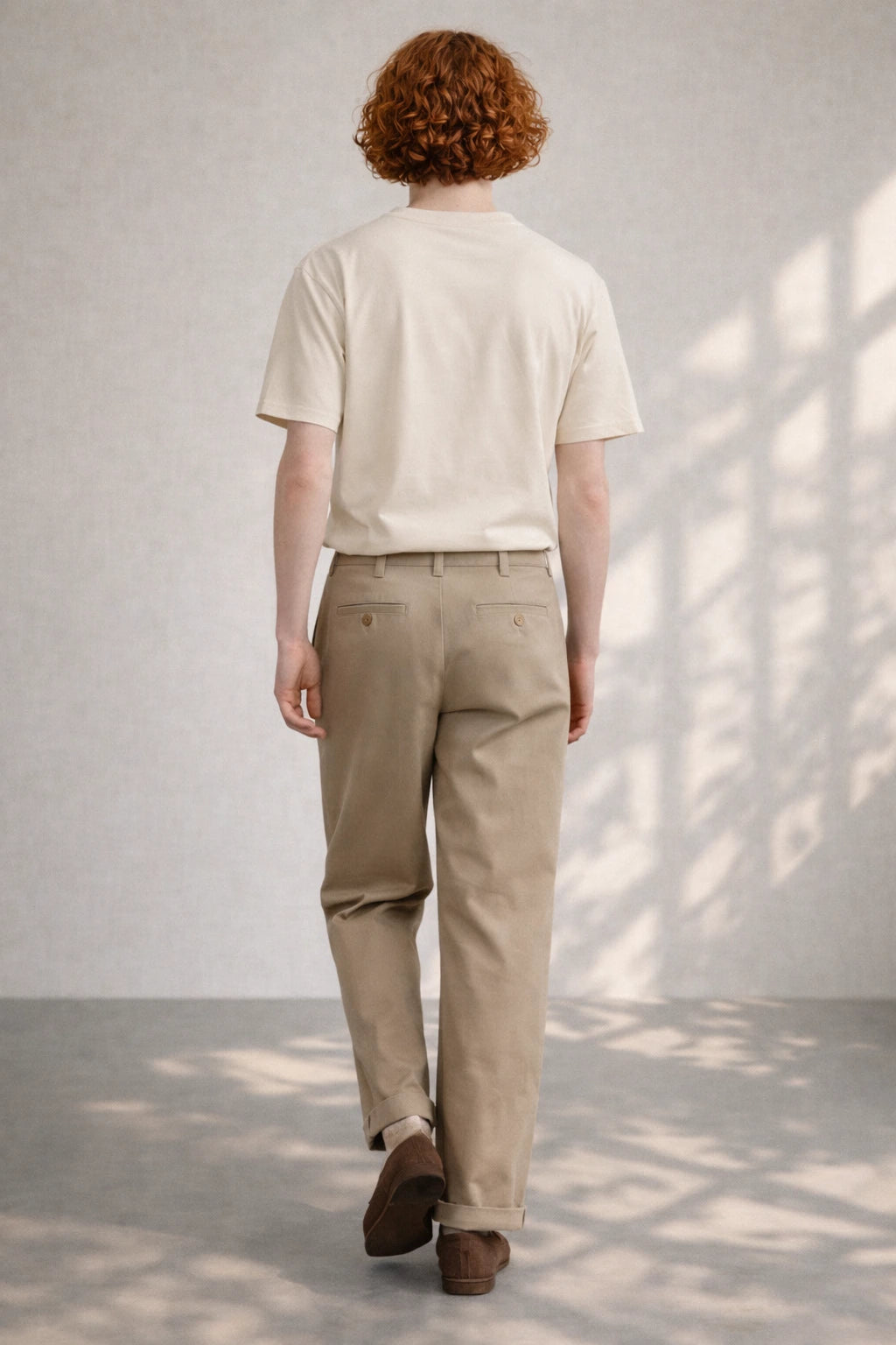 Handcrafted textured chinos ethical fashion brand Tumulto contemporary menswear