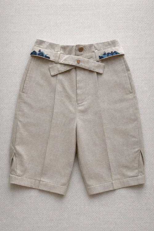 Handcrafted textured Hills shorts made with organic materials by Tumulto sustainable fashion brand