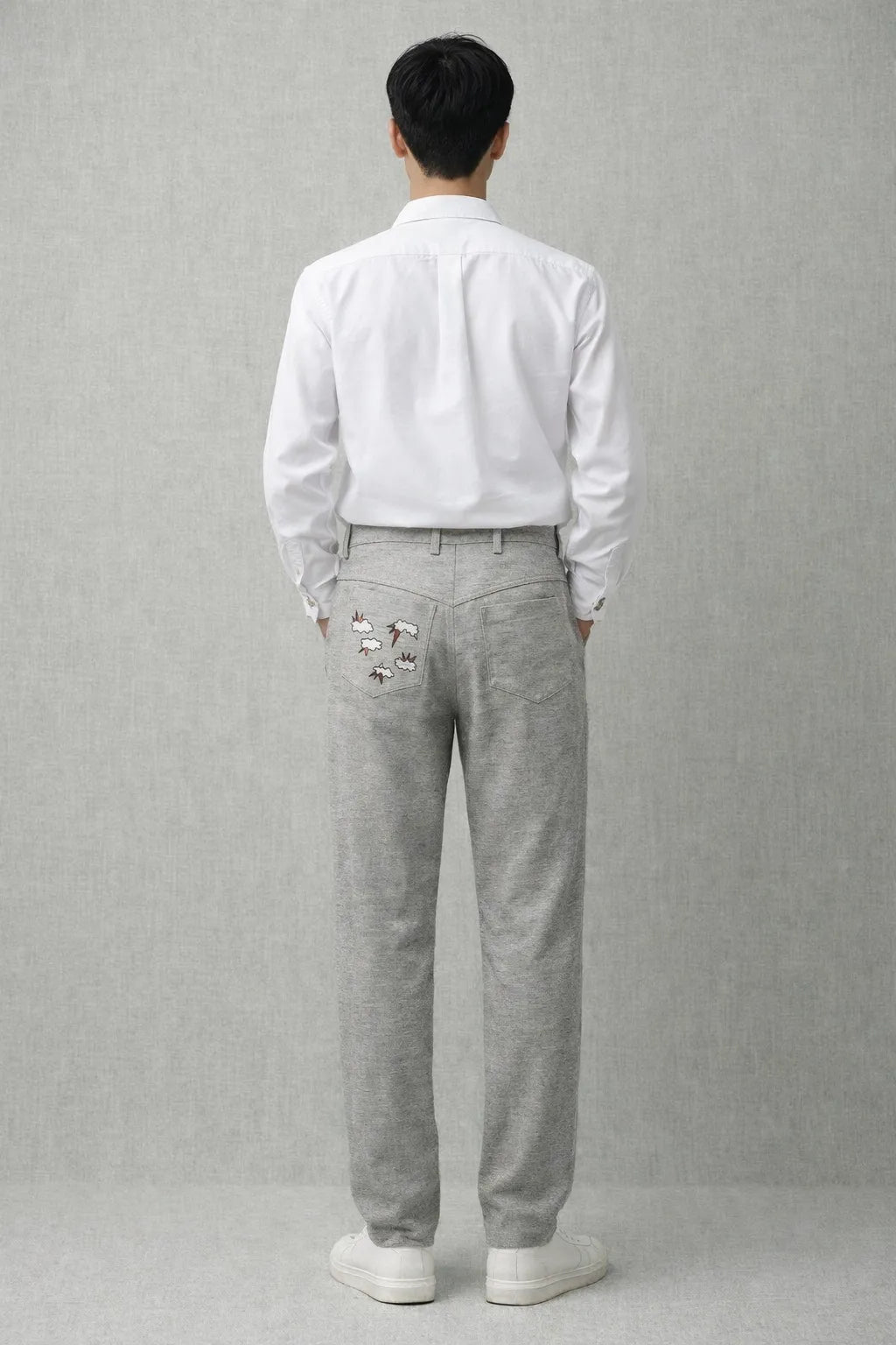 Icarus trousers textured artisanal fashion by Tumulto