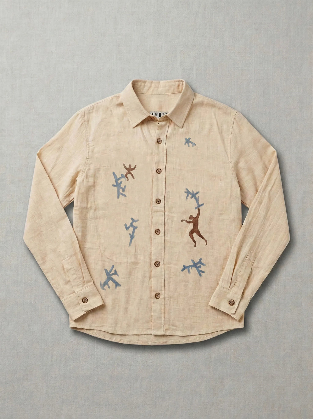 Handcrafted Jungle Shirt by Tumulto made with organic textured fabric sustainable artisanal fashion piece