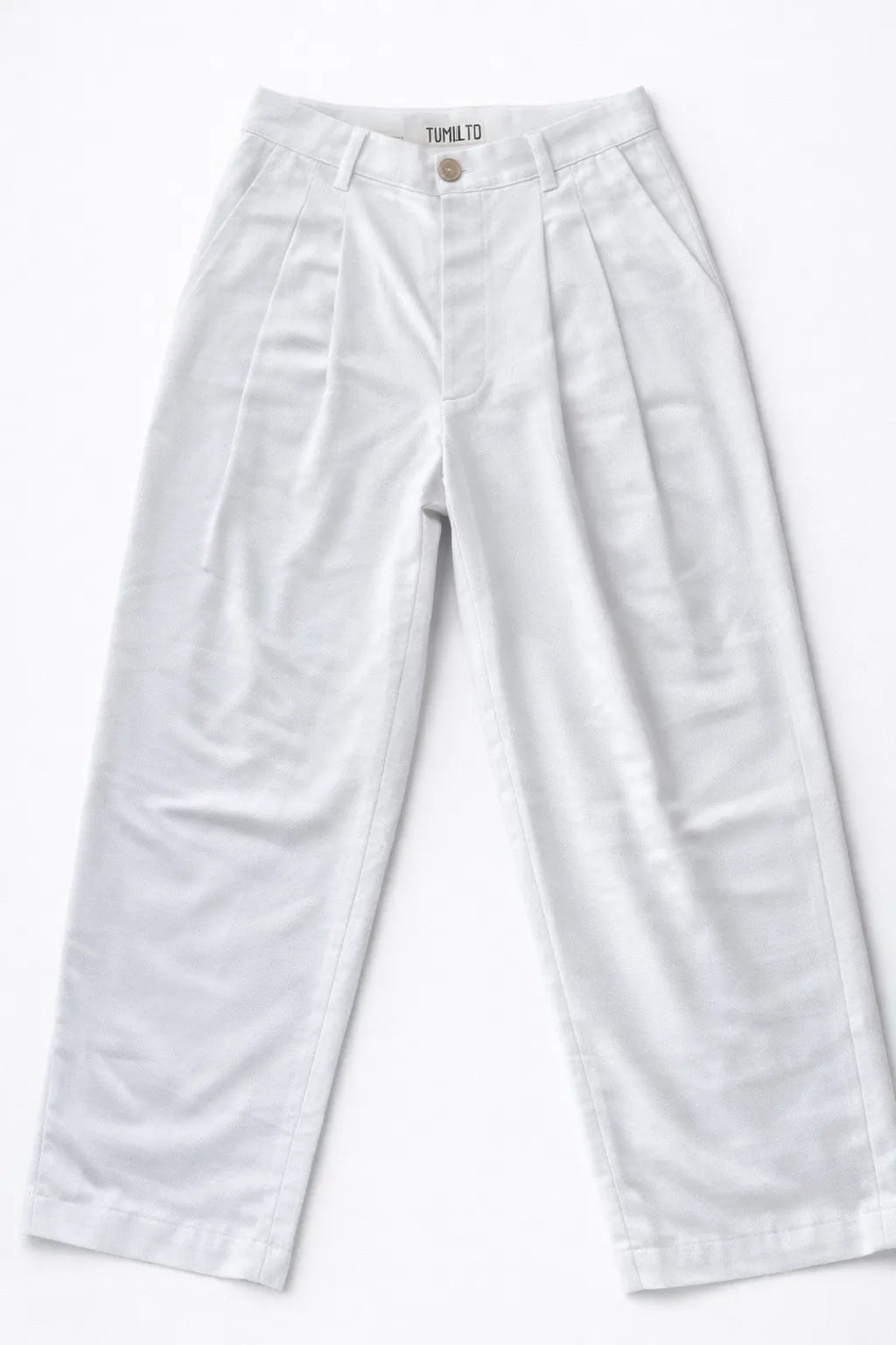 Handmade jungle trousers by Tumulto crafted with organic textured sustainable fabric