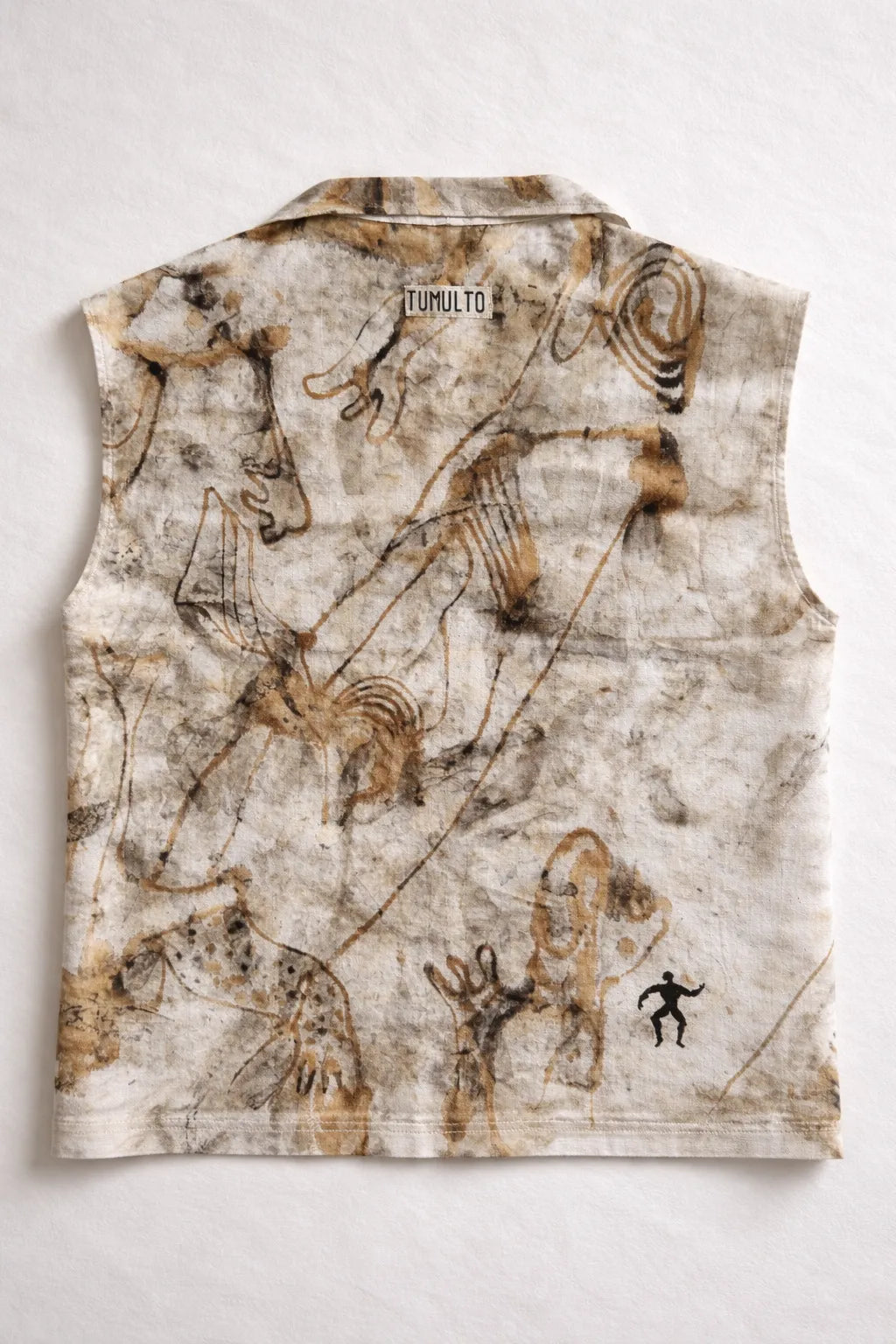 Artisanal handmade vest with raw textile design ethical fashion clothing