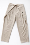 Ometto wrap front trousers artisanal textured menswear by Tumulto sustainable fashion brand
