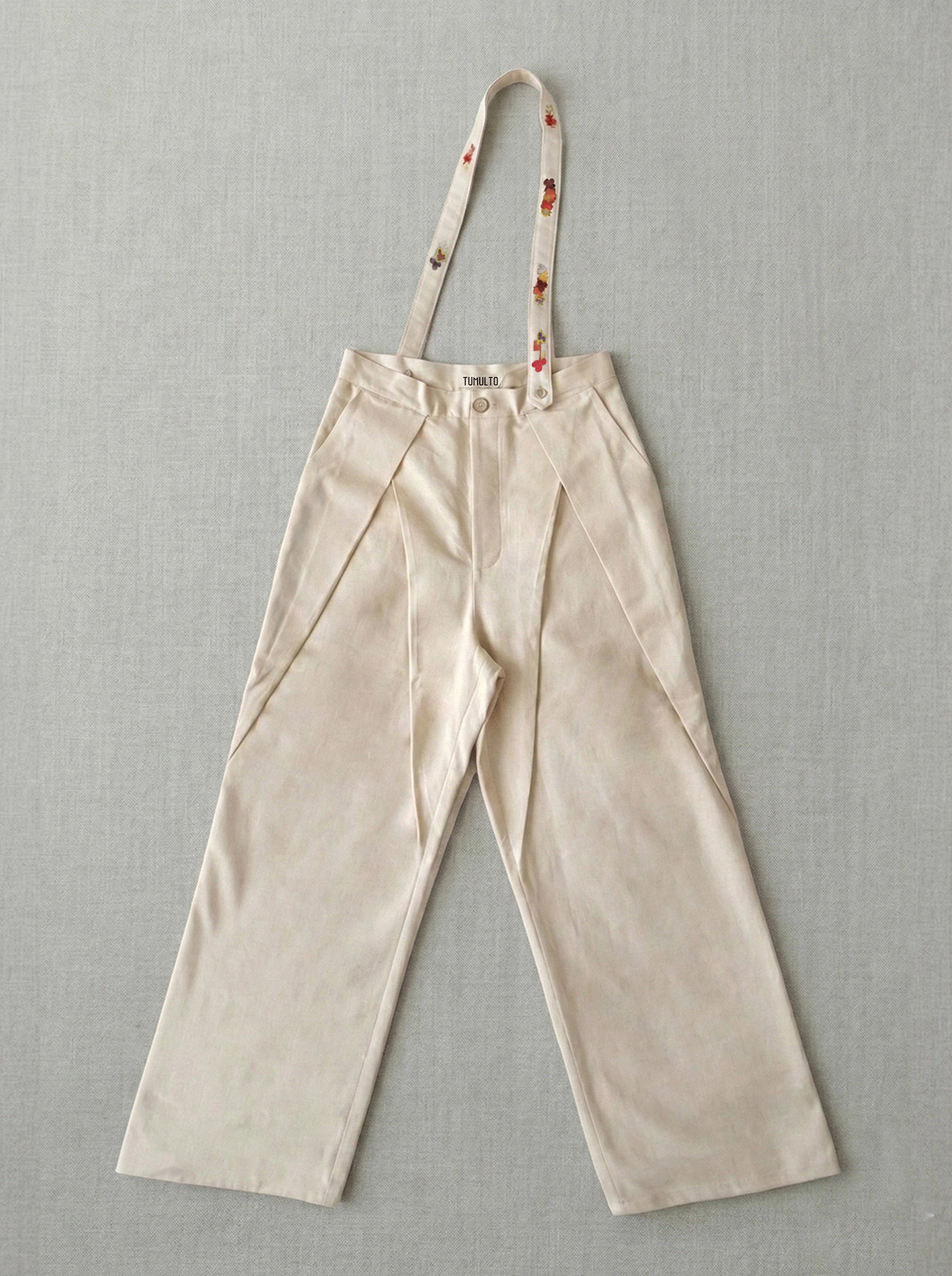 Handcrafted Puzzle Slacks by Tumulto sustainable fashion brand with textured artisanal design