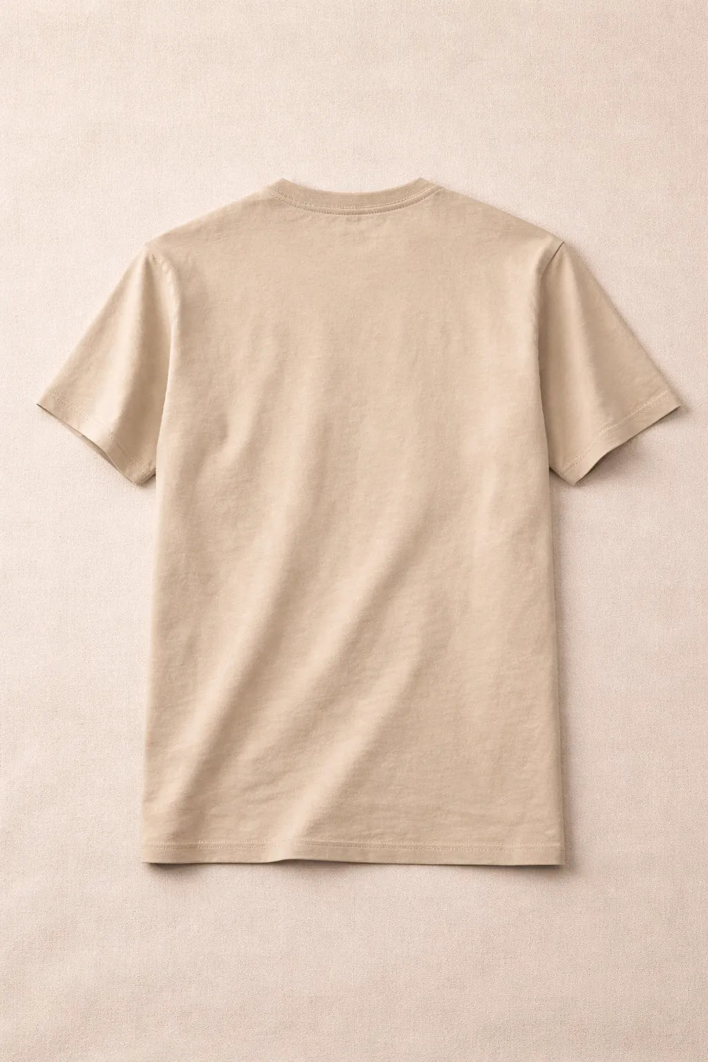 Back view artisanal textured T-shirt crafted from organic materials