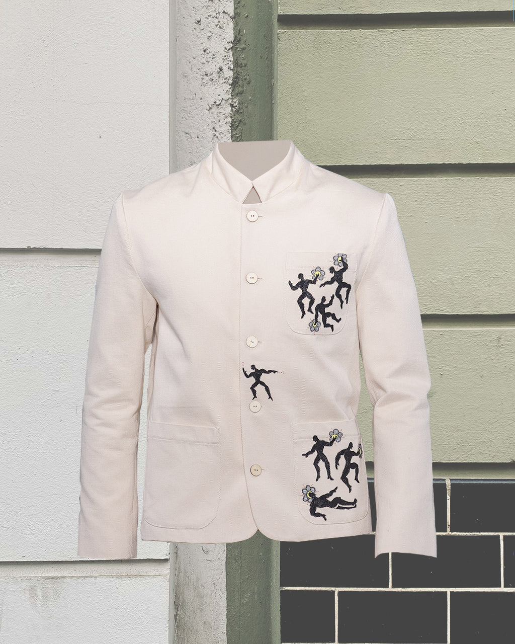 Long Sleeved Blazer in Cream