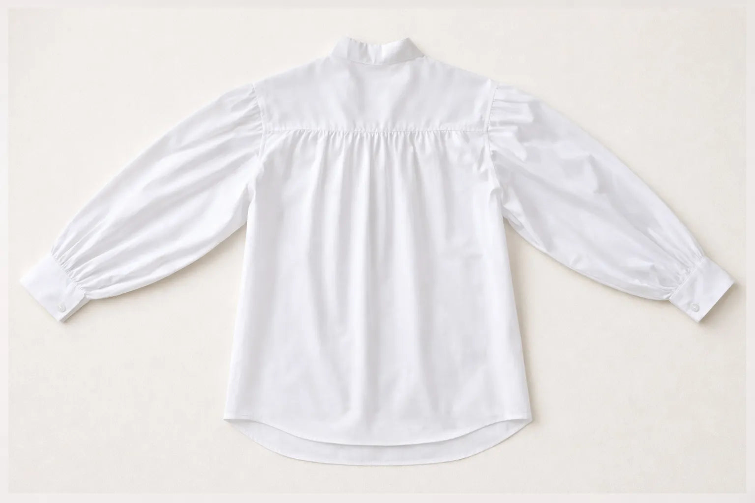 Textured fabric detail of handmade wide sleeve shirt sustainable fashion